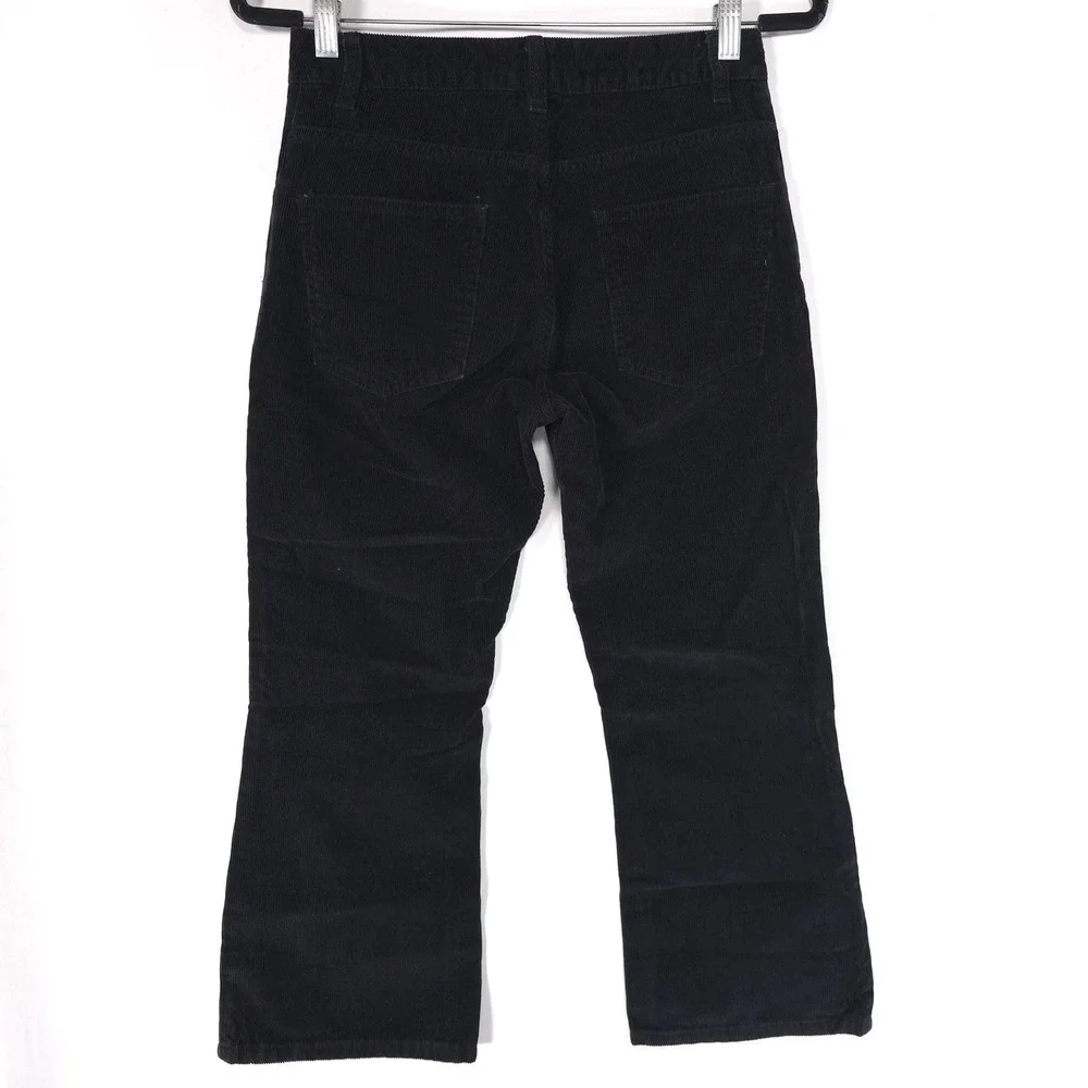 asos Black Corduroy Flare Pants 26/28 Straight Bootcut Jeans Cotton Turkey Crop - Picture 11 of 13